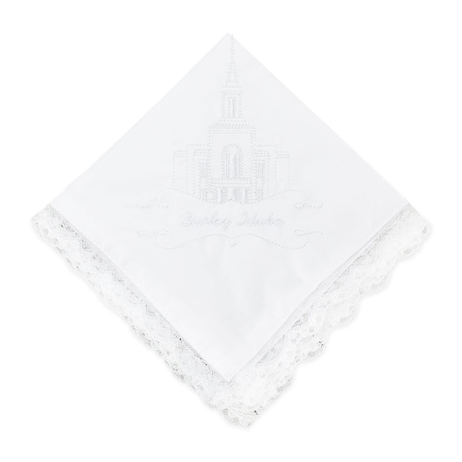 Burley Idaho Temple Embroidered Handkerchief (Hanky)