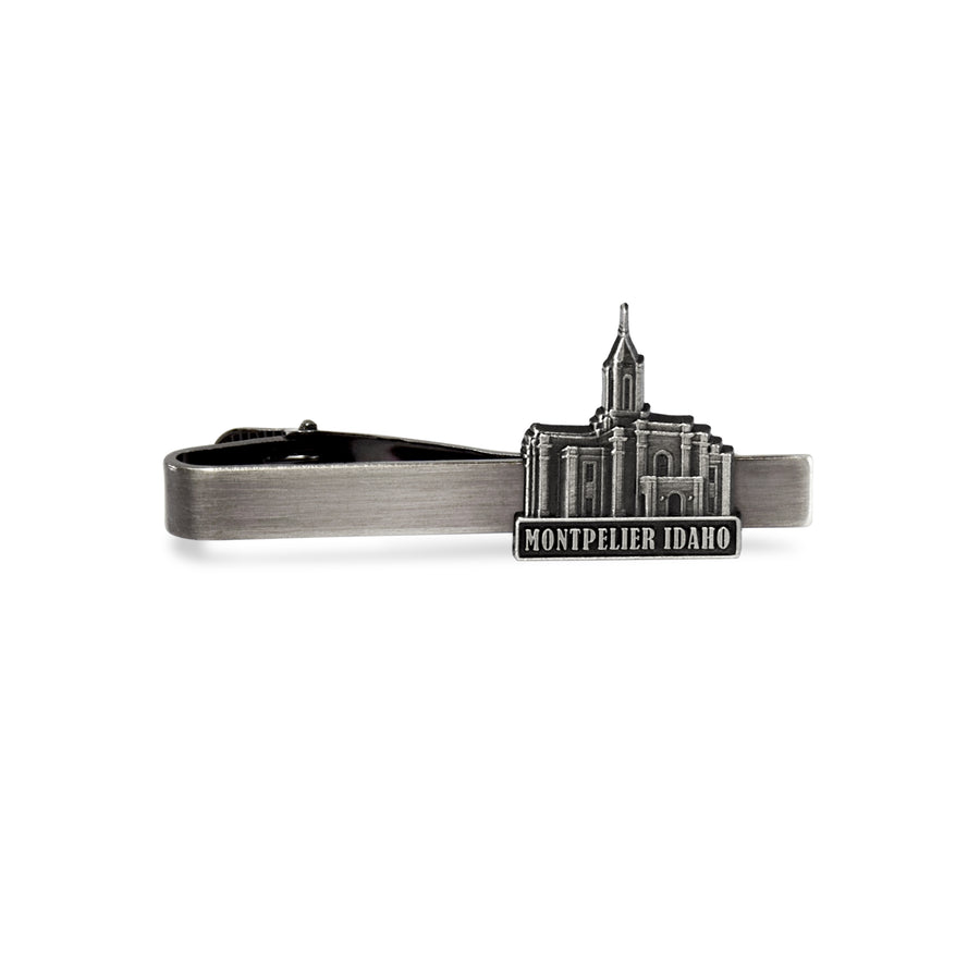 Montpelier Idaho Temple Antique Silver Tieclip