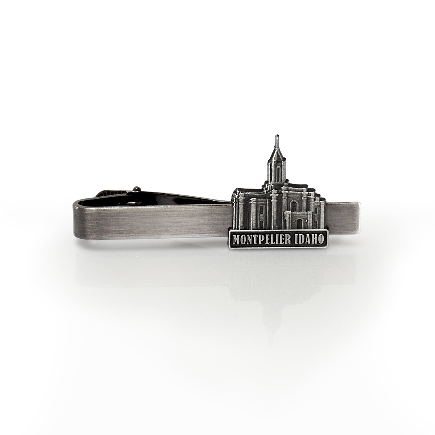Montpelier Idaho Temple Antique Silver Tieclip