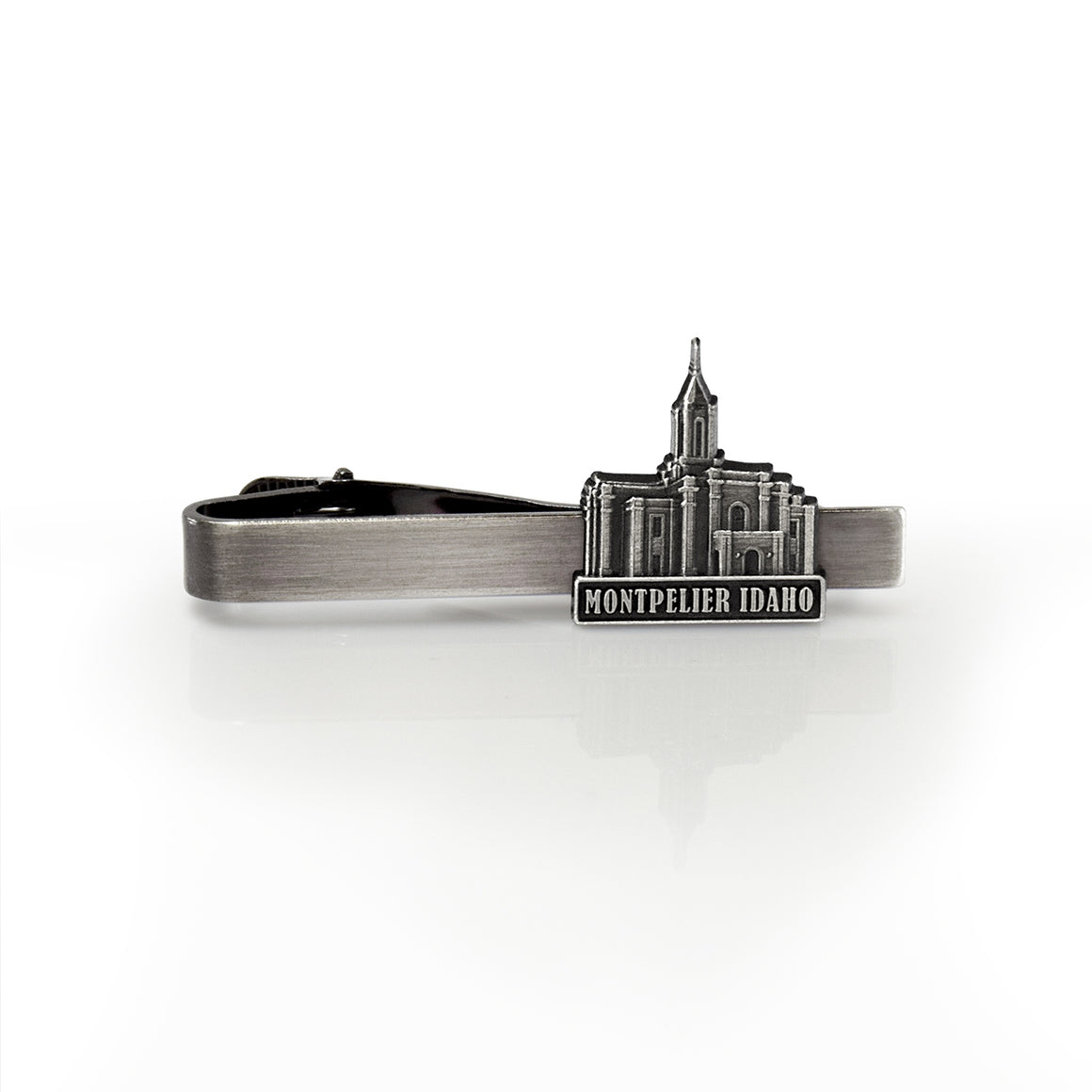 Montpelier Idaho Temple Antique Silver Tieclip