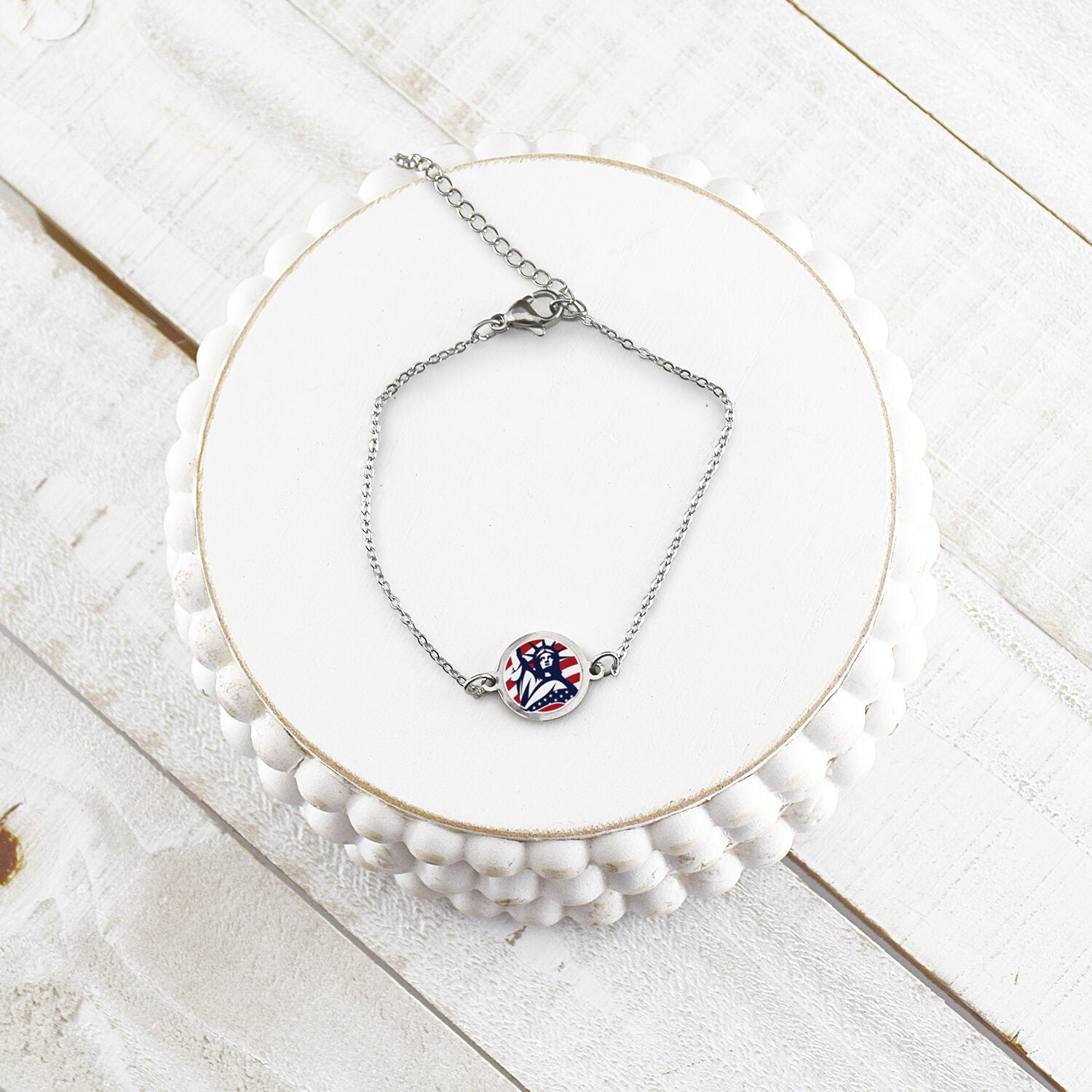 America 250 Anniversary Celebration Dainty 1 Charm Bracelet