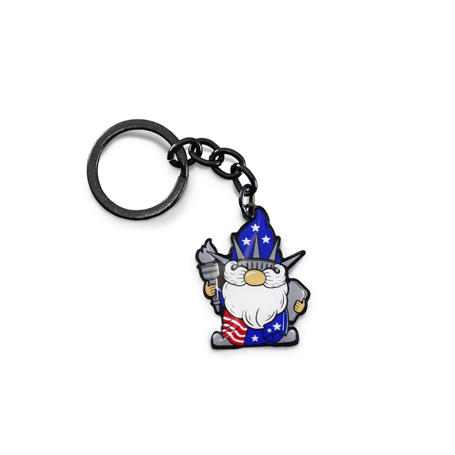 America Theme Statue of Liberty Gnome Enamel Keychain