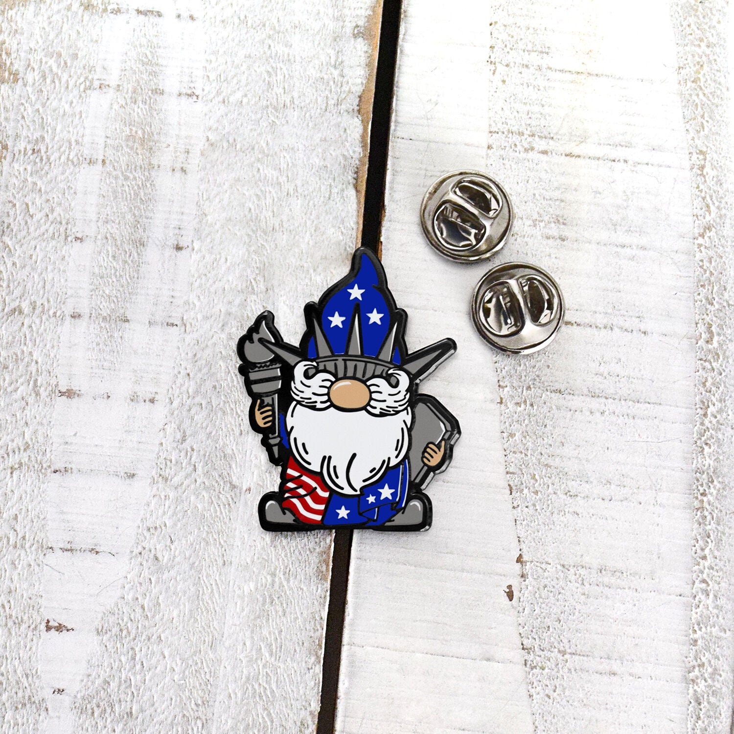 America Theme Statue of Liberty Gnome Enamel Pin