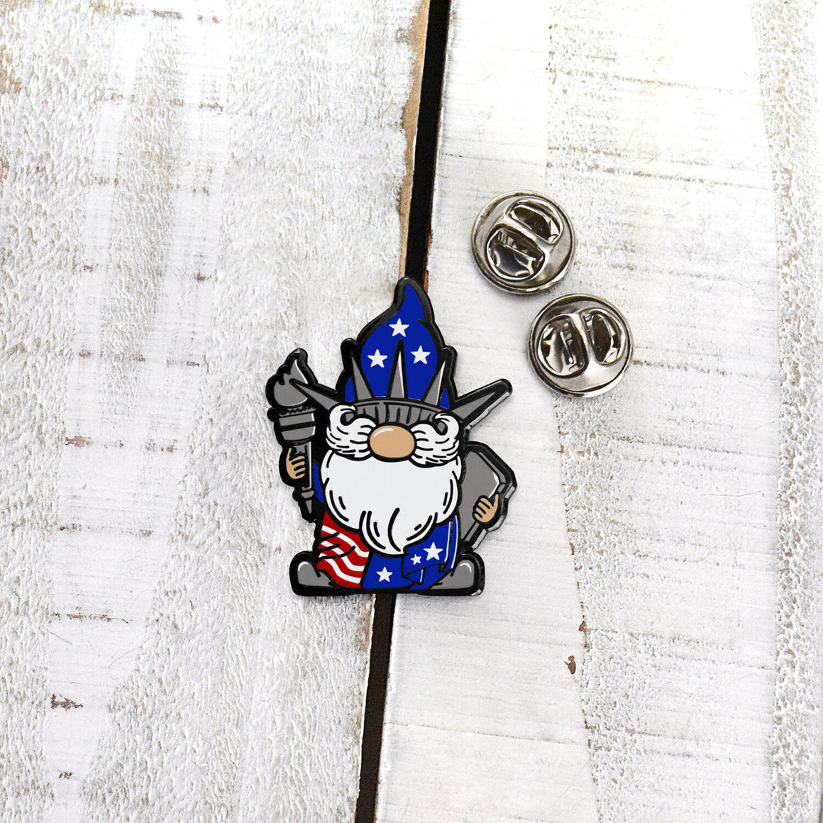 America Theme Statue of Liberty Gnome Enamel Pin