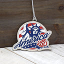 America 250 Anniversary Theme Celebration Silver Colored Enamel Ornament