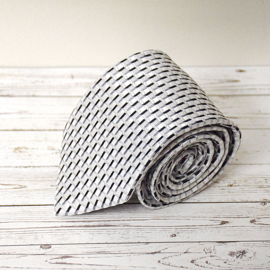 CTR Choose the Right Mens Striped Silver Pattern Microfiber Necktie