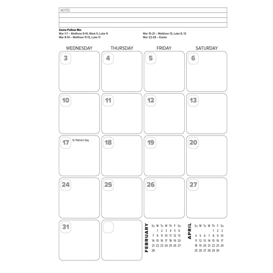 2027 Leadership Calendar with Come Follow Me Prompts
