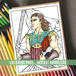 Captain Moroni Coloring Page - Instant Download