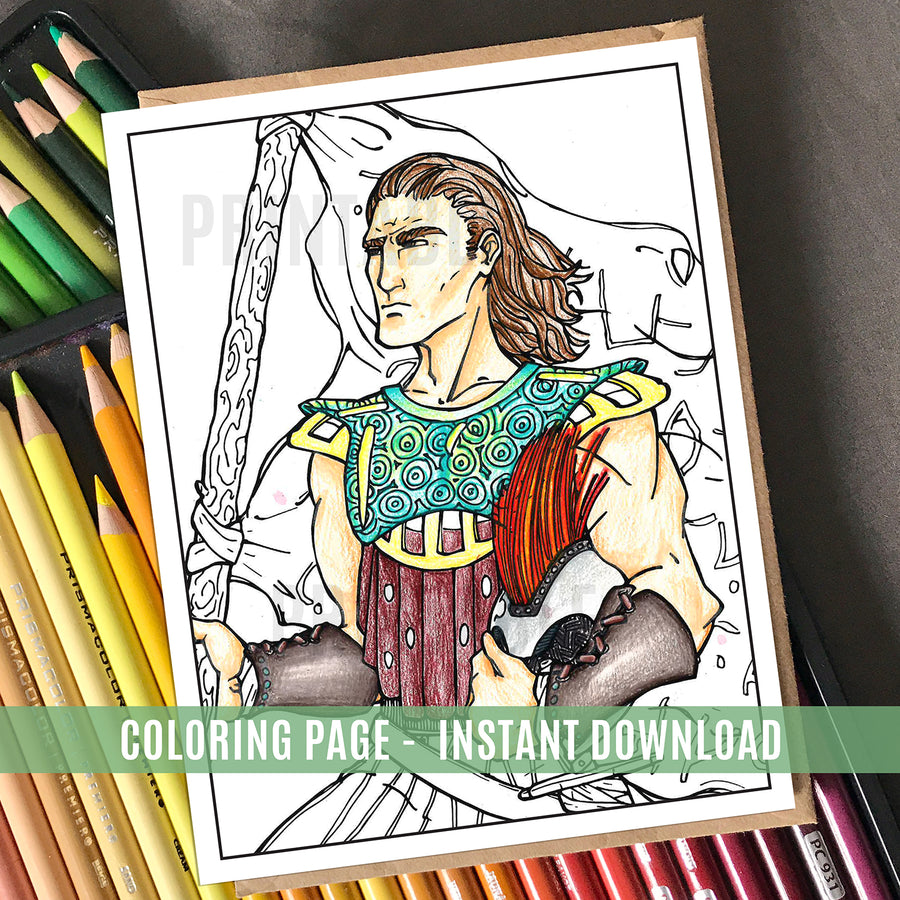 Captain Moroni Coloring Page - Instant Download