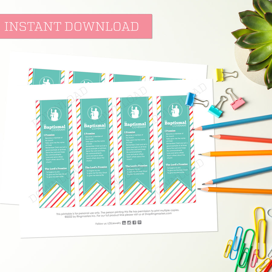 Baptism Covenants Bookmark - Instant Download