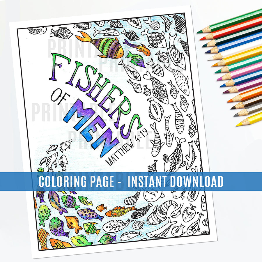 Fishers of Men Coloring Page - Instant Download