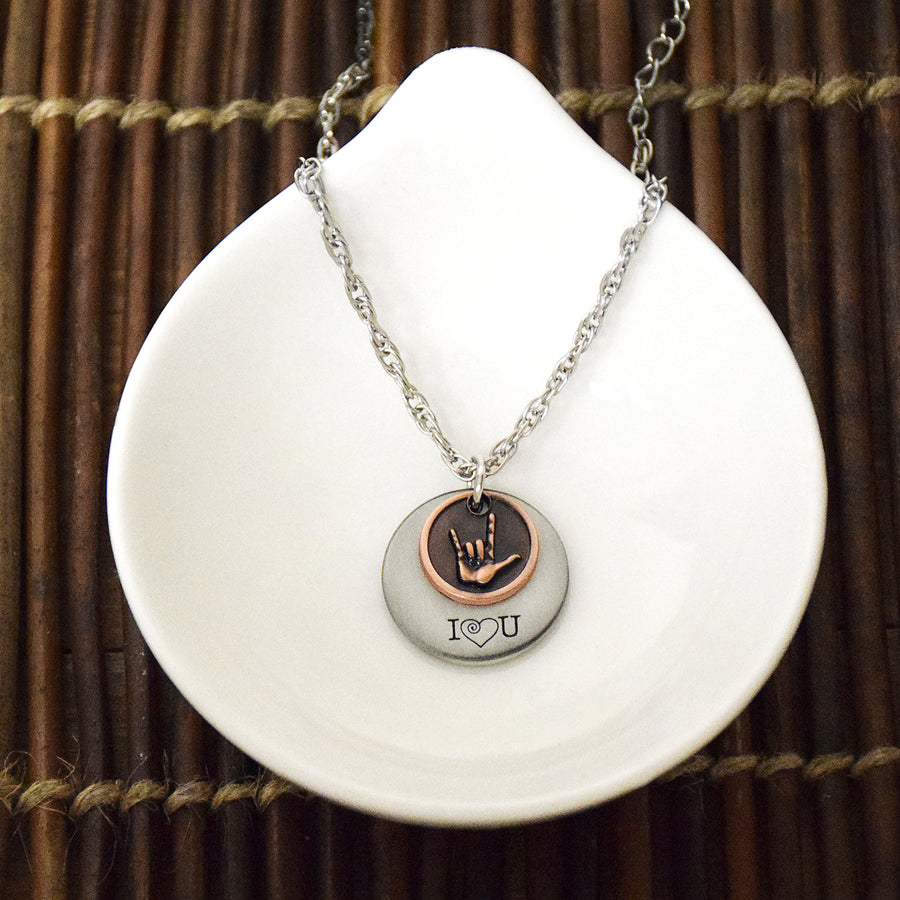 I Love You American Sign Language Charm Necklace