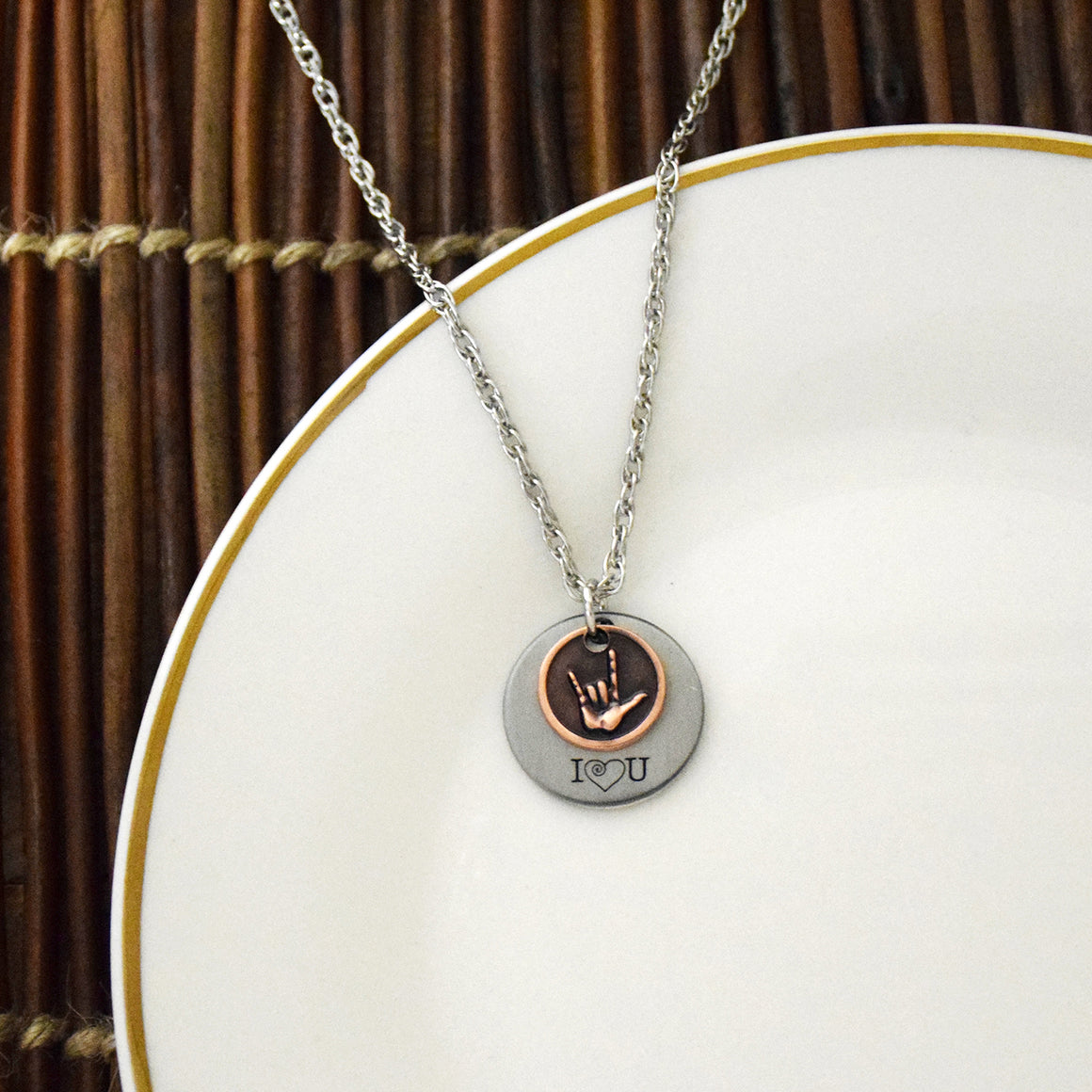 I Love You American Sign Language Charm Necklace