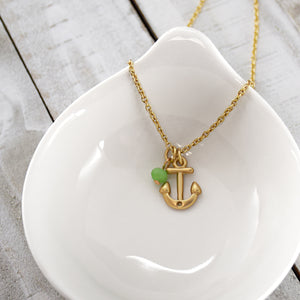 Safe in Harbor Anchor Necklace - Gold Finish