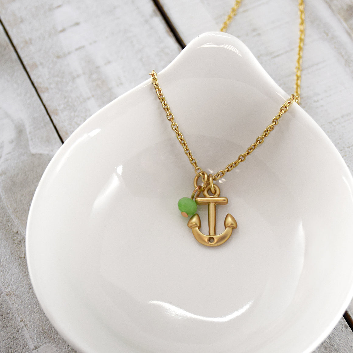 Safe in Harbor Anchor Necklace - Gold Finish