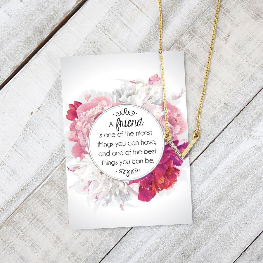 FRIENDSHIP Necklace V Chevron Necklace - gold finish with clear stones dainty