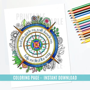 Lead me guide me walk beside me Coloring Page - Instant Download