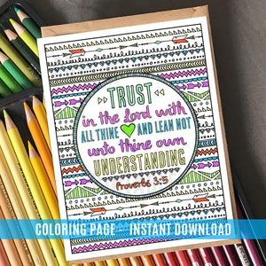 Trust in the Lord Coloring Page - Instant Download