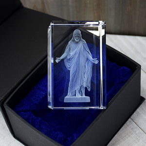 Christus Statue Laser Engraved Crystal Cube
