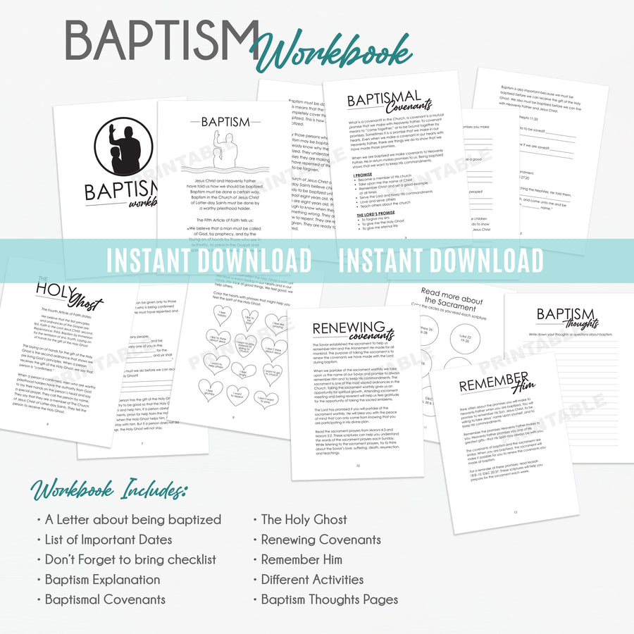Baptism Preparation Workbook for Boys | Instant Download