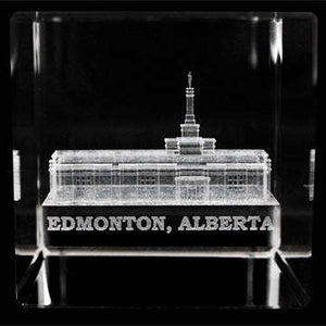 Atlanta Temple Laser Engraved Crystal Cube