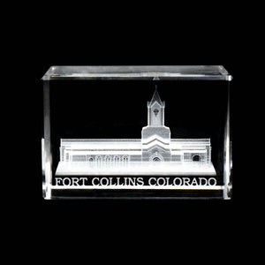 Atlanta Temple Laser Engraved Crystal Cube