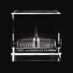 Atlanta Temple Laser Engraved Crystal Cube