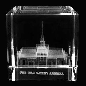 Atlanta Temple Laser Engraved Crystal Cube