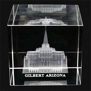 Atlanta Temple Laser Engraved Crystal Cube