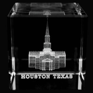 Atlanta Temple Laser Engraved Crystal Cube