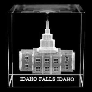 Atlanta Temple Laser Engraved Crystal Cube