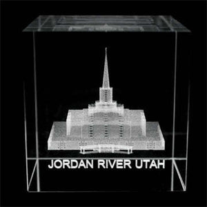 Atlanta Temple Laser Engraved Crystal Cube
