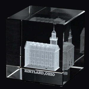 Atlanta Temple Laser Engraved Crystal Cube
