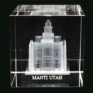 Atlanta Temple Laser Engraved Crystal Cube