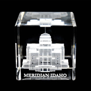 Atlanta Temple Laser Engraved Crystal Cube
