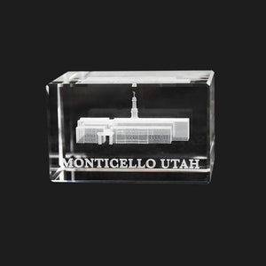 Atlanta Temple Laser Engraved Crystal Cube