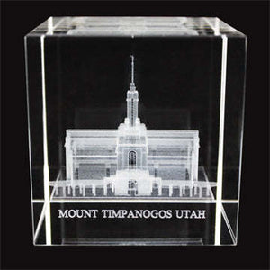 Atlanta Temple Laser Engraved Crystal Cube