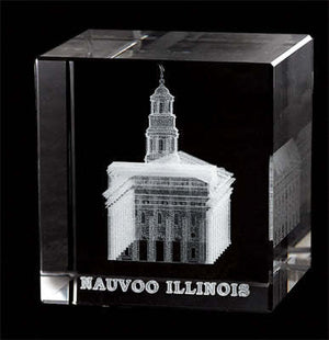 Atlanta Temple Laser Engraved Crystal Cube