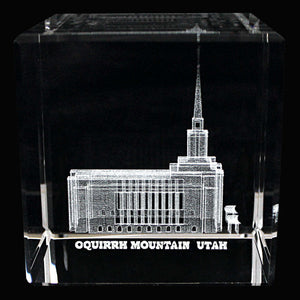 Atlanta Temple Laser Engraved Crystal Cube