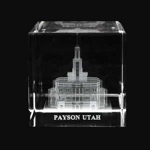 Atlanta Temple Laser Engraved Crystal Cube