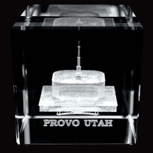 Atlanta Temple Laser Engraved Crystal Cube