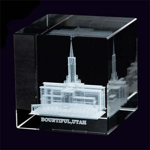 Atlanta Temple Laser Engraved Crystal Cube