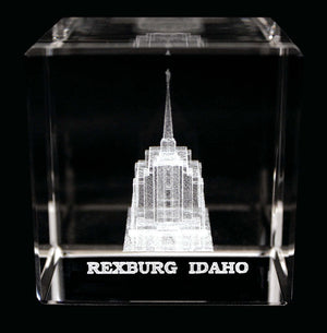 Atlanta Temple Laser Engraved Crystal Cube