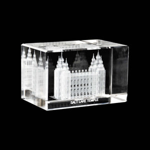 Atlanta Temple Laser Engraved Crystal Cube