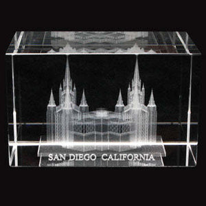 Atlanta Temple Laser Engraved Crystal Cube
