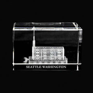 Atlanta Temple Laser Engraved Crystal Cube