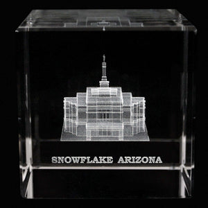Atlanta Temple Laser Engraved Crystal Cube