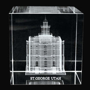 Atlanta Temple Laser Engraved Crystal Cube