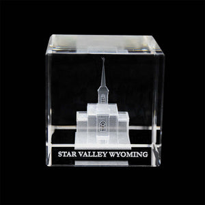 Atlanta Temple Laser Engraved Crystal Cube