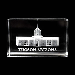 Atlanta Temple Laser Engraved Crystal Cube